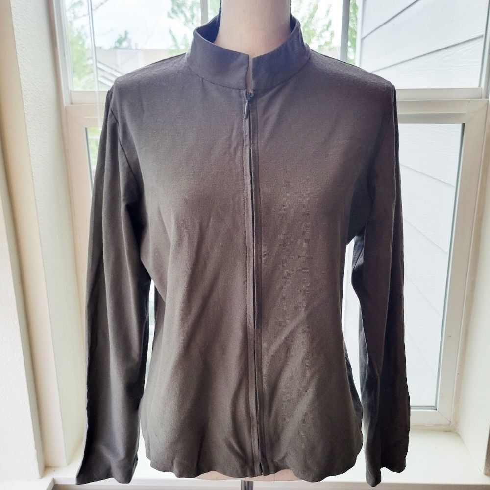 Eileen Fisher Stand Collar Grey Jacket | M